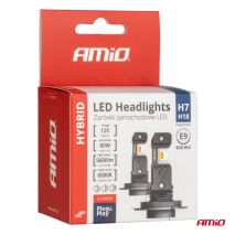 ΛΑΜΠΕΣ LED H7/Η18 12V 60W 6.000K 5.600lm +400% LED CAN-BUS HYBRID SERIES AMIO - 2 ΤΕΜ. Auto Moto Tyres 