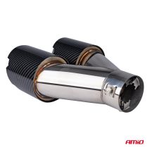 ΑΚΡΟ (ΜΠΟΥΚΑ) ΕΞΑΤΜΙΣΗΣ ΔΙΠΛΗ ΑΠΟΛΗΞΗ MT-029 LEFT AKR ΧΡΩΜΙΟ/CARBON Φ32-52 165x(76X2)mm AMIO - 1 τεμ. Auto Moto Tyres 