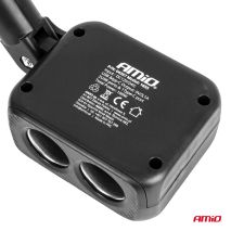 ΑΝΤΑΠΤΟΡΑΣ ΑΝΑΠΤΗΡΑ 12/24V 100W ΜΑΥΡΟΣ/2 ΘΕΣΕΙΣ/1xUSB-A+1xUSB-C/ΠΕΡΙΣΤΡΟΦΗ 180 ΜΟΙΡΩΝ ΑΜΙΟ - 1 ΤΕΜ. Auto Moto Tyres 