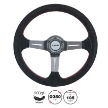 ΤΙΜΟΝΙ CARLOS ΜΑΥΡΟ/CARBON ΣΟΥΕΤ ΜΕ ΚΟΚΚΙΝΗ ΡΑΦΗ ΤΡΙΑΚΤΙΝΟ ΔΙΑΜΕΤΡΟΣ 350mm ΠΑΧΟΣ 105mm ΒΑΡΟΣ 900gr Auto Moto Tyres 