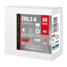 ΛΑΜΠΑΚΙΑ ΠΛΑΦΟΝΙΕΡΑΣ 9>32V SV28,5-8 2SMDx1CHIP LED 80lm CAN-BUS 12x41mm ΚΟΚΚΙΝΟ ΚΟΥΤΙ LAMPA - 20 ΤΕΜ. Auto Moto Tyres 