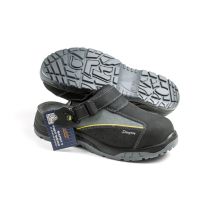 Πιστοποιημένα Παπούτσια Ασφαλείας Εργασίας σε στυλ Σαμπό Stingray από την Euroroutier σε μέγεθος EU42/UK8 σε Μαύρο, Γκρι Χρώμα με Κροκί Λεπτομέρειες και Λουράκι Αστραγάλου Auto Moto Tyres 