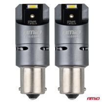 ΛΑΜΠΕΣ P21W BA15S 12/24V 6.000K 2xSMD LED FULL CAN-BUS (ΜΕ ΑΝΕΜΙΣΤΗΡΑΚΙ) ΛΕΥΚΟ PRO SERIES AMIO - 2 ΤΕΜ. Auto Moto Tyres 