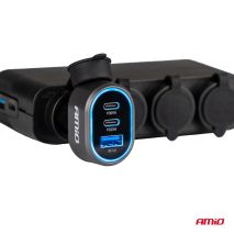 ΦΟΡΤΙΣΤΗΣ ΑΝΑΠΤΗΡΑ ΜΕ 3 ΘΥΡΕΣ 2xUSB-C 65W/20W+USB-A QUICK CHARGE 3.0 ΜΑΥΡΟ AMIO - 1 Τεμ. Auto Moto Tyres 