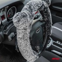 ΚΑΛΥΜΜΑ ΤΙΜΟΝΙΟΥ SWC-55 (M) 37>39cm ΜΑΥΡΟ ΜΕ ΧΝΟΥΔΩΤΗ ΓΚΡΙ ΕΠΕΝΔΥΣΗ ΚΑΙ ΑΥΤΙΑ ΑΡΚΟΥΔΑΣ AMIO - 1 ΤΕΜ. Auto Moto Tyres 