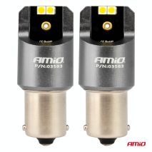 ΛΑΜΠΕΣ LED CAN-BUS P21W BA15S 12/24V 6.000K 4xSMD ΛΕΥΚΟ PRO SERIES AMIO - 2 ΤΕΜ. Auto Moto Tyres 