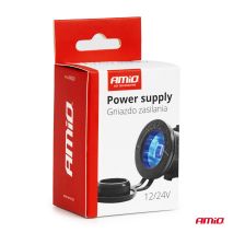 ΠΡΙΖΑ ΜΕ ΥΠΟΔΟΧΗ ΓΙΑ ΦΙΣ ΑΝΑΠΤΗΡΑ ΚΑΙ ΚΑΠΑΚΙ 12/24V ΜΕ ΜΠΛΕ LED ΦΩΣ ΜΑΥΡΗ ΑΔΙΑΒΡΟΧΗ ΑΜΙΟ - 1 τεμ. Auto Moto Tyres 