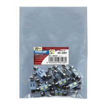 ΛΑΜΠΑΚΙ ΠΛΑΦΟΝΙΕΡΑΣ 24V 9x31mm 15lm HYPER-LED6 ΛΕΥΚΟ 2SMDx3chips (ΔΙΠΛΗΣ ΠΟΛΙΚΟΤΗΤΑΣ) LAMPA - ΣΑΚΟΥΛΑ 20 ΤΕΜ. Auto Moto Tyres 