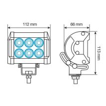 ΠΡΟΒΟΛΕΑΣ ΕΡΓΑΣΙΑΣ  WL-6 9/32V 6 CREE LED 18W 1560LM 6.000K (112 x 113 x 66 mm) ΜΕ ΦΩΣ ΔΙΑΘΛΑΣΗΣ -1ΤΕΜ. Auto Moto Tyres 