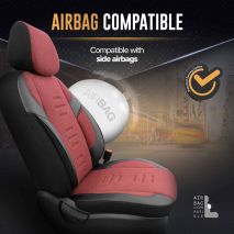 ΚΑΛΥΜΜΑΤΑ ΚΑΘΙΣΜΑΤΩΝ OTOM  THRONE 103 RED ΜΑΥΡΟ/ΓΚΡΙ/ΚΟΚΚΙΝΟ ΛΙΝΟ & ΔΕΡΜΑΤΙΝΗ SET ΑΜΙΟ - 1 σετ. Auto Moto Tyres 