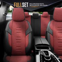 ΚΑΛΥΜΜΑΤΑ ΚΑΘΙΣΜΑΤΩΝ OTOM  THRONE 103 RED ΜΑΥΡΟ/ΓΚΡΙ/ΚΟΚΚΙΝΟ ΛΙΝΟ & ΔΕΡΜΑΤΙΝΗ SET ΑΜΙΟ - 1 σετ. Auto Moto Tyres 