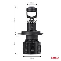 ΛΑΜΠΕΣ H4 PL-LENS SERIES 9>36V 60W 5.000K 3.800lm LED 2x4575 SMD CAN-BUS ΜΕ ΠΡΟΤΖΕΚΤΟΡΑ AMIO - 2 Τεμ. Auto Moto Tyres 