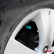 ΚΑΠΑΚΙΑ ΒΑΛΒΙΔΩΝ ΑΛΟΥΜΙΝΙΟΥ ΠΡΑΣΙΝΑ  AMIO - 4 Τεμ. Auto Moto Tyres 
