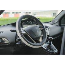 ΚΑΛΥΜΜΑ ΤΙΜΟΝΙΟΥ DIAMONDS SILVER (S) 35/37cm ΣΥΝΘΕΤΙΚΟ ΔΕΡΜΑ SKEENTEX ΜΑΥΡΟ/ΑΣΗΜΙ LAMPA  - 1 ΤΕΜ. Auto Moto Tyres 