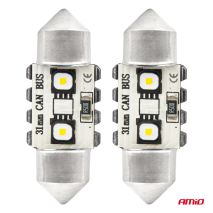 ΛΑΜΠΑΚΙΑ ΠΛΑΦΟΝΙΕΡΑΣ 31mm 12/24V C5W 5500K 12xSMD 3838 CAN-BUS FESTOON (ΛΕΥΚΟ) ΑΜΙΟ - 2 ΤΕΜ. Auto Moto Tyres 