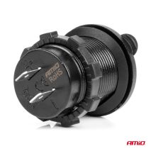 ΠΡΙΖΑ ΜΕ 2 ΘΥΡΕΣ USB ΚΑΙ ΚΑΠΑΚΙ ΜΑΥΡΗ 12/24V 4.2A ΑΔΙΑΒΡΟΧΗ ΜΕ ΜΠΛΕ LED ΦΩΣ ΕΝΔΕΙΞΗΣ  AMIO - 1 ΤΕΜ. Auto Moto Tyres 
