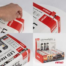 ΛΑΜΠΕΣ LED H1/H3/H4(x3)/H7(x9)/HB3/HB4 12V 60W 6.000K 5.600lm LED CAN-BUS HYBRID SERIES AMIO - ΣΕΤ 16 ΤΕΜ. Auto Moto Tyres 