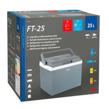 ΨΥΓΕΙΟ ΑΥΤΟΚΙΝΗΤΟΥ 12V/220V  25LT ΘΕΡΜΟΗΛΕΚΤΡΙΚΟ (ΖΕΣΤΟ /ΚΡΥΟ) 40x37,5cm ΓΚΡΙ/ΛΕΥΚΟ  FT-25 LAMPA - 1 TEM. Auto Moto Tyres 