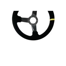 ΤΙΜΟΝΙ ΤΡΙΑΚΤΙΝΟ 320 mm/ΠΑΧΟΣ 104 mm/BΑΘΟΣ 47 mm ΜΑΥΡΟ ΣΟΥΕΤ ΜΕ ΚΙΤΡΙΝΗ ΡΙΓΑ SIMONI RACING - 1 TEM. Auto Moto Tyres 