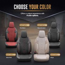 ΚΑΛΥΜΜΑΤΑ ΚΑΘΙΣΜΑΤΩΝ OTOM  THRONE 103 RED ΜΑΥΡΟ/ΓΚΡΙ/ΚΟΚΚΙΝΟ ΛΙΝΟ & ΔΕΡΜΑΤΙΝΗ SET ΑΜΙΟ - 1 σετ. Auto Moto Tyres 