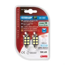 Λαμπάκια Πλαφονιέρας 24-30V SV8,5-8 15x39mm 108lm HYPER-LED18 (Διπλής Πολικότητας) BLISTER 2τεμ Auto Moto Tyres 