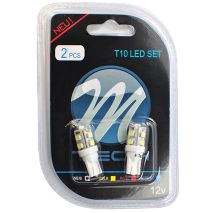 T10 W5W 12V W2,1x9,5d LED 9xSMD3528 ΛΕΥΚΟ (ΚΑΡΦΩΤΟ ΑΚΑΛΥΚΟ) BLISTER 2ΤΕΜ. M-TECH Auto Moto Tyres 