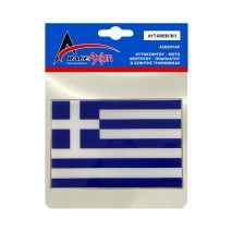 GREECE ΑΥΤΟΚΟΛΛΗΤΗ ΕΛΛΗΝΙΚΗ ΣΗΜΑΙΑ 13,8 X 9,4 cm ΜΠΛΕ/ΛΕΥΚΟ/ΧΡΩΜΙΟ ΜΕ ΕΠΙΚΑΛΥΨΗ ΕΠΟΞΕΙΔΙΚΗΣ ΡΥΤΙΝΗΣ (ΥΓΡΟ ΓΥΑΛΙ) - 1 ΤΕΜ. Auto Moto Tyres 
