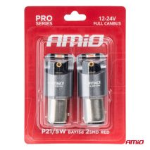 ΛΑΜΠΑΚΙΑ P21/5W BAY15d 12/24V 6.000K 2xSMD LED FULL CAN-BUS ΚΟΚΚΙΝΟ PRO SERIES AMIO - 2 Τεμ. Auto Moto Tyres 