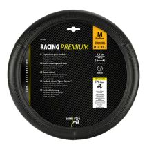 ΚΑΛΥΜΜΑ ΤΙΜΟΝΙΟΥ RACING PREMIUM BLACK (Μ) 37/39cm ΣΥΝΘΕΤΙΚΟ ΔΕΡΜΑ SKEENTEX ΜΑΥΡΟ/CARBON LOOK LAMPA  - 1 ΤΕΜ. Auto Moto Tyres 