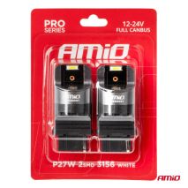 ΛΑΜΠΑΚΙΑ P27W 12/24V 6.000K 2SMD LED FULL CAN-BUS ΛΕΥΚΟ PRO SERIES AMIO - 2 Τεμ. Auto Moto Tyres 