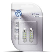 ΛΑΜΠΑΚΙΑ ΠΛΑΦΟΝΙΕΡΑΣ C5W/C10W 12V 0,48W SV8,5 36mm LED 6xSMD3528 ΚΙΤΡΙΝΟ BLISTER 2ΤΕΜ. M-TECH Auto Moto Tyres 