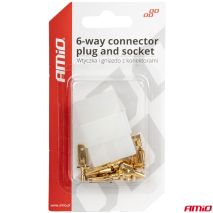 ΦΙΣΑ ΣΥΝΔΕΣΗΣ ΚΑΛΩΔΙΩΝ 6 ΥΠΟΔΟΧΩΝ ΜΕ ΠΛΑΣΤΙΚΟ ΚΟΥΜΠΩΜΑ AMIO - 1 σετ. Auto Moto Tyres 