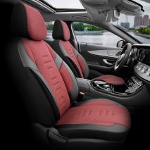 ΚΑΛΥΜΜΑΤΑ ΚΑΘΙΣΜΑΤΩΝ OTOM  THRONE 103 RED ΜΑΥΡΟ/ΓΚΡΙ/ΚΟΚΚΙΝΟ ΛΙΝΟ & ΔΕΡΜΑΤΙΝΗ SET ΑΜΙΟ - 1 σετ. Auto Moto Tyres 