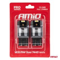 ΛΑΜΠΑΚΙΑ W21/5W 7443 12/24V 6.000K 2xSMD LED FULL CAN-BUS ΛΕΥΚΟ PRO SERIES  AMIO - 2 Τεμ. Auto Moto Tyres 