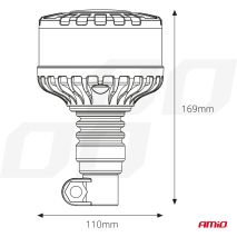 ΦΑΡΟΣ ΦΙΜΕ HEAVY DUTY W28P 12/24V 16LED ΕΛΑΣΤΙΚΟΣ ΒΙΔΩΤΟΣ ΠΟΡΤΟΚΑΛΙ Υ169mm Φ110mm AMIO - 1 τεμ. Auto Moto Tyres 