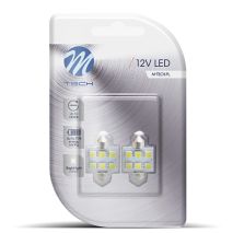 ΛΑΜΠΑΚΙΑ ΠΛΑΦΟΝΙΕΡΑΣ C5W/C10W 12V 1,44W SV8,5 36mm PREMIUM LED 6xSMD5050 ΛΕΥΚΟ BLISTER 2ΤΕΜ. M-TECH Auto Moto Tyres 