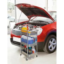 ΤΡΟΛΕΙ ΜΕΤΑΦΟΡΑΣ ΜΕ 3 ΡΑΦΙΑ (40x28cm) & 4 ΡΟΔΑΚΙΑ ΜΕ STOP ΜΕΤΑΛΛΙΚΟ 77x32cm  LAMPA - 1 TEM. Auto Moto Tyres 