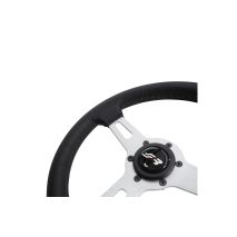 ΤΙΜΟΝΙ EPOCA ΜΑΥΡΟ/ΧΡΩΜΙΟ ΔΕΡΜΑΤΙΝΟ ΤΡΙΑΚΤΙΝΟ ΔΙΑΜΕΤΡΟΣ 350mm SIMONI RACING  - 1 τεμ. Auto Moto Tyres 