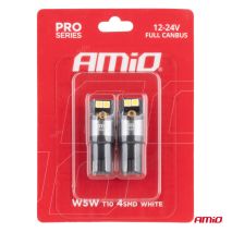 ΛΑΜΠΑΚΙΑ T10 W5W 12/24V 6.000K 4xSMD LED FULL CAN-BUS ΛΕΥΚΟ 3030 PRO SERIES AMIO - 2 Τεμ. Auto Moto Tyres 
