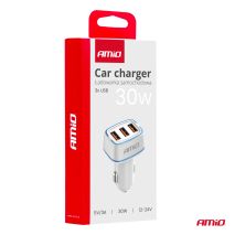ΦΟΡΤΙΣΤΗΣ ΑΝΑΠΤΗΡΑ 12/24V ΜΕ 3 ΘΥΡΕΣ 3xUSB 30W 5V/3.0A ΛΕΥΚΟΣ 1 ΑΜΙΟ - 1 ΤΕΜ. Auto Moto Tyres 
