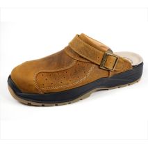 Πιστοποιημένα Παπούτσια Ασφαλείας Εργασίας σε στυλ Σαμπό Premium Tucson από την Euroroutier σε μέγεθος EU45/UK10.5 σε Καφέ Χρώμα και Λουράκι Αστραγάλου Auto Moto Tyres 