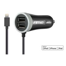 ΦΟΡΤΙΣΤΗΣ ΑΝΑΠΤΗΡΑ 12V 2,4A ΜΕ 2 ΘΥΡΕΣ USB + 1 LIGHTNING USB ΜΕ ΚΑΛΩΔΙΟ AMiO – 1 ΤΕΜ. Auto Moto Tyres 
