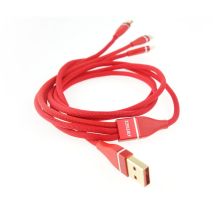 ΚΑΛΩΔΙΟ ΦΟΡΤΙΣΗΣ ΚΑΙ ΜΕΤΑΦΟΡΑΣ ΔΕΔΟΜΕΝΩΝ USB ΣΕ APPLE LIGHTNING - MICRO USB - USB TYPE C 120cm 3.1A AMiO - 1 ΤΕΜ. Auto Moto Tyres 