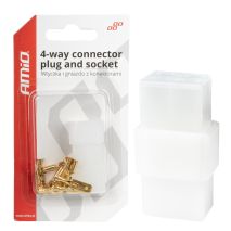 ΦΙΣΑ ΣΥΝΔΕΣΗΣ ΚΑΛΩΔΙΩΝ 4 ΥΠΟΔΟΧΩΝ ΜΕ ΠΛΑΣΤΙΚΟ ΚΟΥΜΠΩΜΑ AMIO - 1 σετ. Auto Moto Tyres 