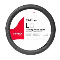 ΚΑΛΥΜΜΑ ΤΙΜΟΝΙΟΥ ΑΠΟ ΤΕΧΝΟΔΕΡΜΑ (L) 39-41cm SWC-50-L ΣΕ ΜΑΥΡΟ ΧΡΩΜΑ ΤΡΥΠΗΤΟ ΜΕ ΜΑΥΡΕΣ ΡΑΦΕΣ AMIO - 1 ΤΕΜ. Auto Moto Tyres 