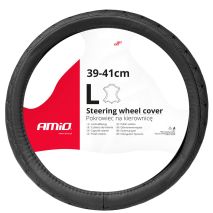 ΚΑΛΥΜΜΑ ΤΙΜΟΝΙΟΥ ΑΠΟ ΤΕΧΝΟΔΕΡΜΑ (L) 39-41cm SWC-51-L ΣΕ ΜΑΥΡΟ ΧΡΩΜΑ ΜΕ ΜΑΥΡΕΣ ΡΑΦΕΣ AMIO - 1 ΤΕΜ. Auto Moto Tyres 