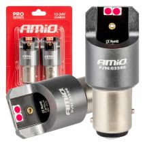 ΛΑΜΠΑΚΙΑ P21/5W BAY15d 12/24V 6.000K 4xSMD LED CAN-BUS ΚΟΚΚΙΝΟ PRO SERIES AMIO - 2 Τεμ. Auto Moto Tyres 