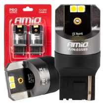 ΛΑΜΠΕΣ W21W 12/24V 6.000K 4SMD LED CAN-BUS ΛΕΥΚΑ PRO SERIES AMIO - 2 ΤΕΜ. Auto Moto Tyres 