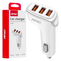ΦΟΡΤΙΣΤΗΣ ΑΝΑΠΤΗΡΑ 12/24V ΜΕ 3 ΘΥΡΕΣ 3xUSB 15.5W 5V/3.1A ΛΕΥΚΟΣ AMIO - 1 Τεμ. Auto Moto Tyres 