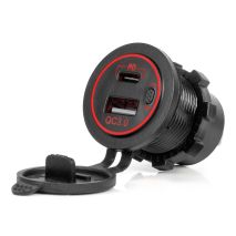 ΠΡΙΖΑ ΜΕ 2 ΘΥΡΕΣ USB ΚΑΙ ΚΑΠΑΚΙ 12/24V QUICK CHARGE 3.0 ΑΔΙΑΒΡΟΧΗ ΜΕ ΚΟΚΚΙΝΟ LED ΦΩΣ ΜΑΥΡΗ ΑΜΙΟ - 1 τεμ. Auto Moto Tyres 